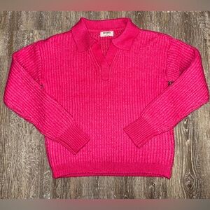 Zenana Outfitters V-Neck Sweater in Vibrant Pink